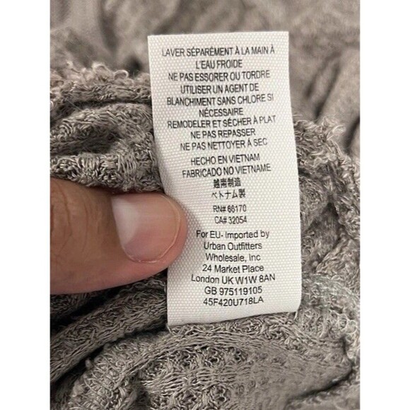 Free People Sunset Park Drippy Thermal Waffle Knit Top Long Sleeve Beige Tunic S - Picture 7 of 7